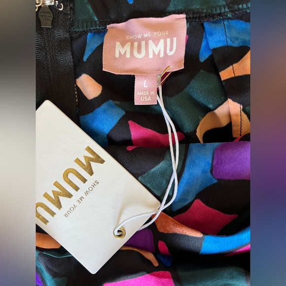 NWT: Show Me Your MuMu Wrap Me Up Skirt Mosaic Magic Luxe Satin Size Large - Picture 6 of 6